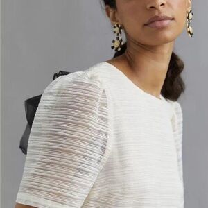 Anthropologie Sheer Bow-Back Blouse